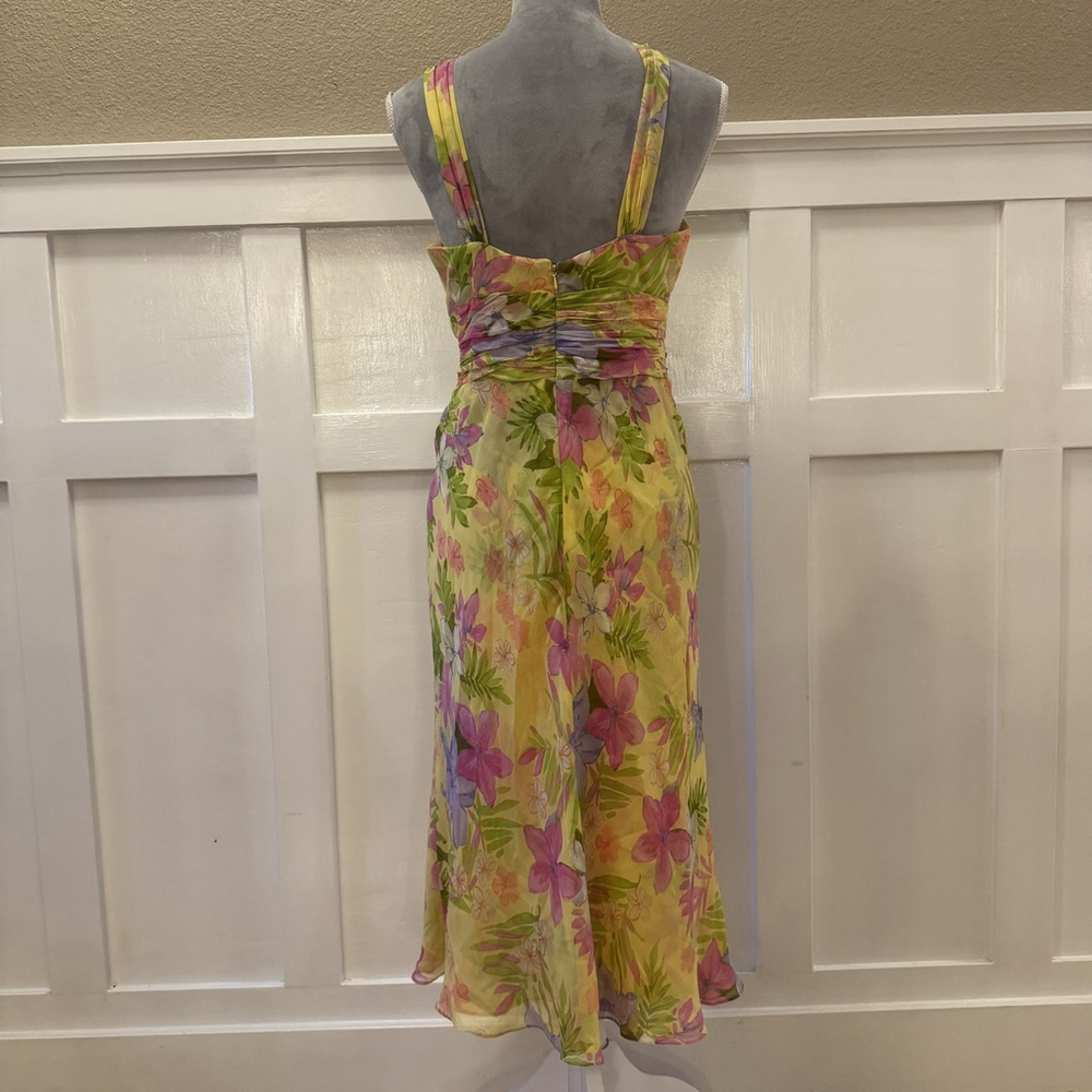 NWT Anne Klein Vintage 100% Silk Midi Dress Size:8 Designer Floral Double Layers - Picture 7 of 16